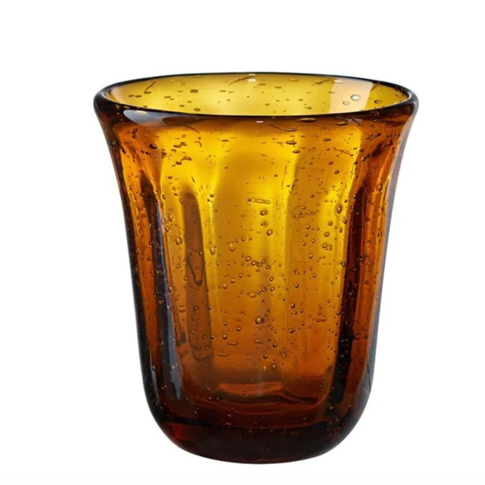 Artland Savannah Bubble Glass Double Old Fashioned Glasses Set of 4 - Amber